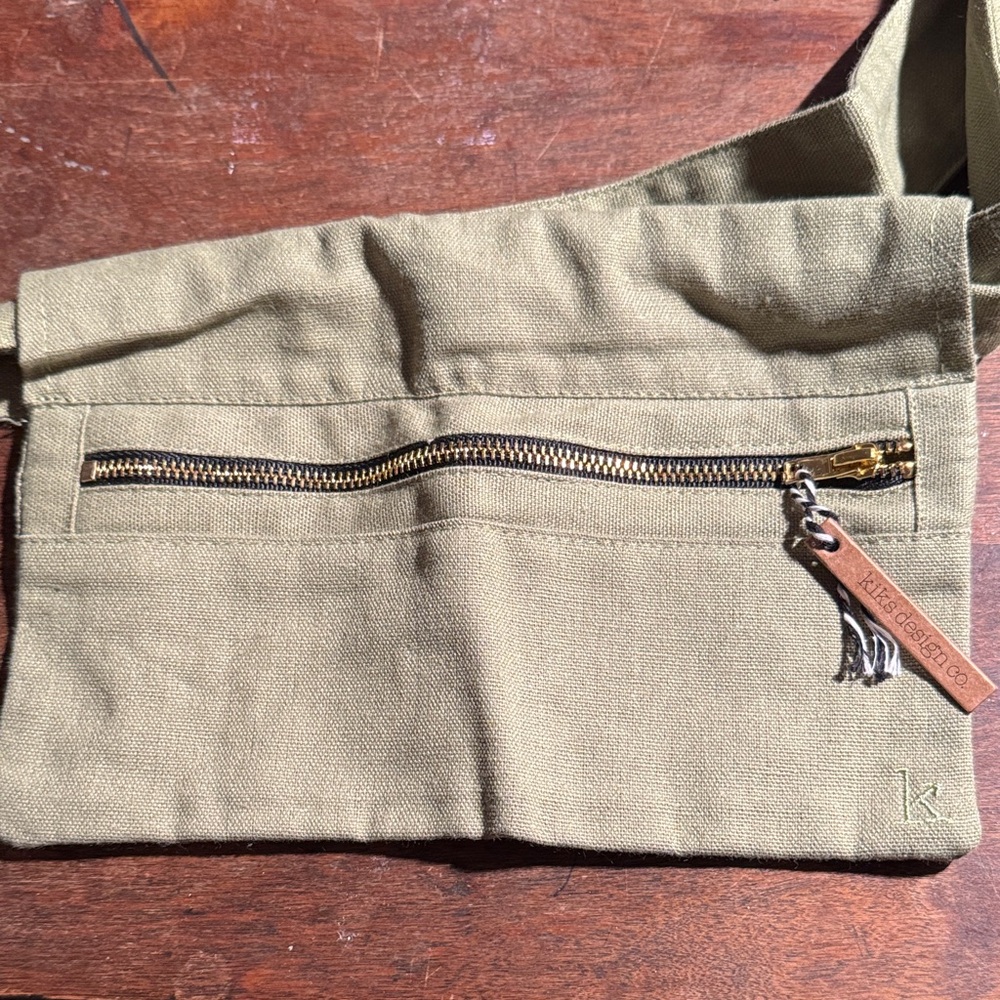 Kiks design co. Cotton Olive green NWT Crossbody Bag